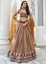 Butterfly Net Brown Wedding Wear Embroidery Work Lehenga Choli